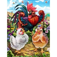 5d diamond painting rooster and hen diy diamond embroidery cartoon chicken picture handmade cross stitch kit christmas gift