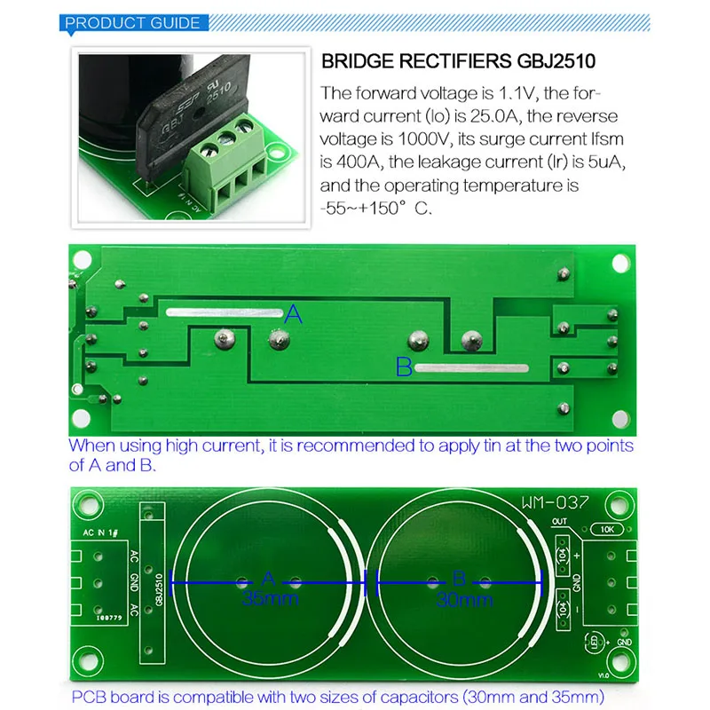 Rectifier Filter Capacitor Dc Dual Power Supply Module for Amplifierl Ac To Board Diy Kit | Электроника
