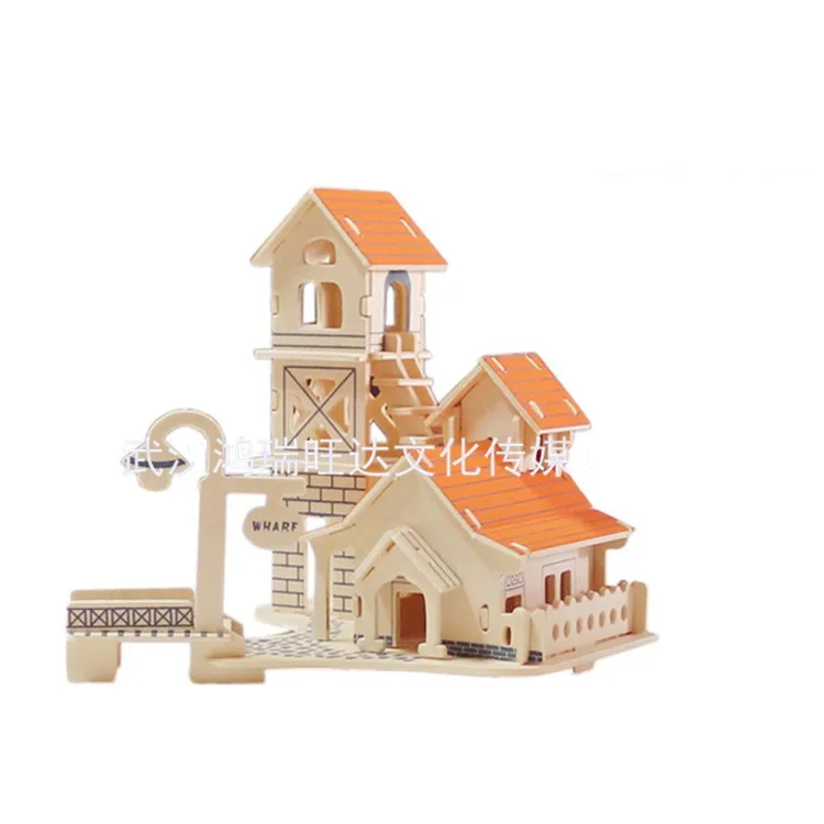 candice guo! wooden toy 3D puzzle hand work DIY woodcraft assemble kit riverbank garden house birthday Christmas gift 1pc | Игрушки и