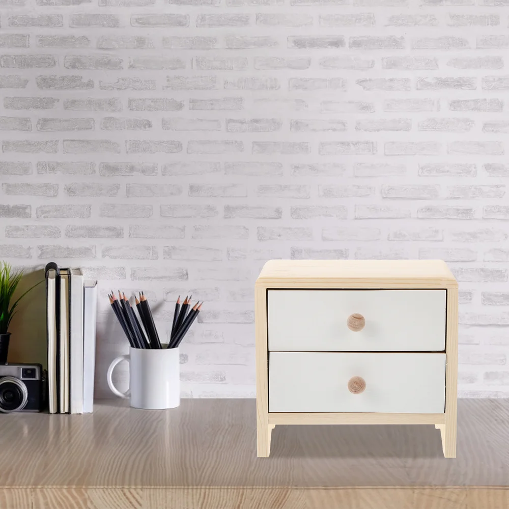 

1Pc Wooden Desktop Organizer Desktop Storage Cabinet Double Layer Storage Shelf