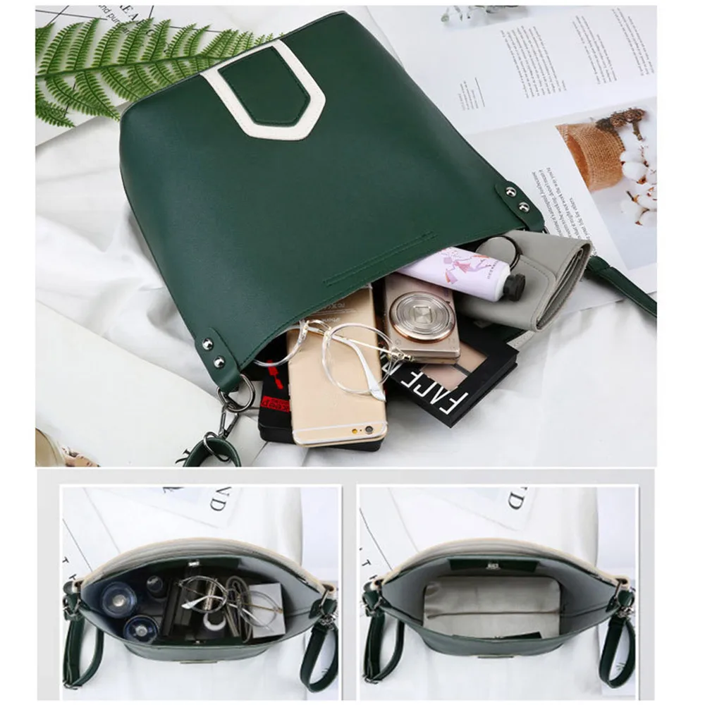 

2020 New Hot Sale Female Models Panelled Hasp Bucket Versatile Women's Fashion Bucket Bags Female Panelled Bags Shoulder Bags