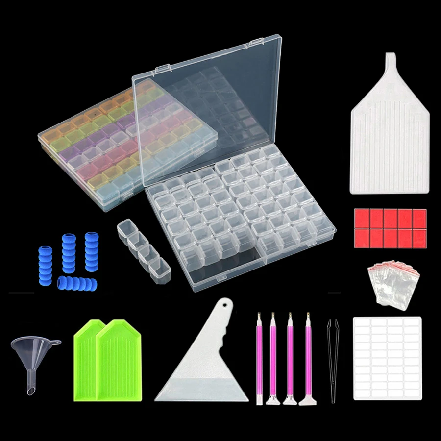 Пластиковый ящик для хранения 56 ячеек набор инструментов алмазной живописи 28