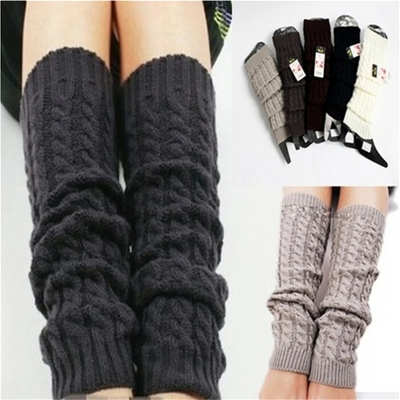

NEW Woman Thigh High Warm Black Christmas Gifts Knit Knitted Knee Socks Winter Leg Warmers for Women Fashion Gaiters Boot Cuffs