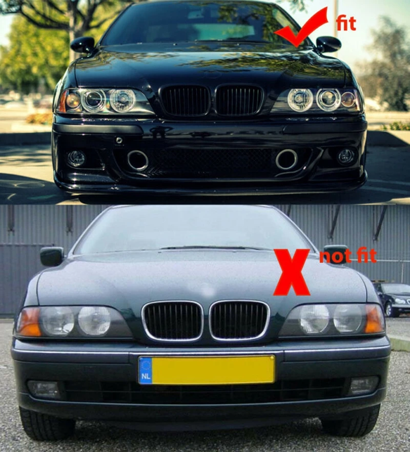 

For BMW E39 3-Series 1999-2003 Front Hood Kidney Grille Grill ABS Compatible Glossy Black Dual Line Front Bumper Grille
