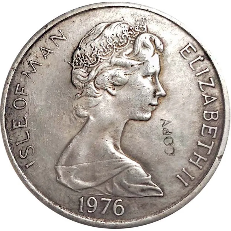 Великобритания копия старых копий монет 1 Корона 1976 остров Мэн коллекция