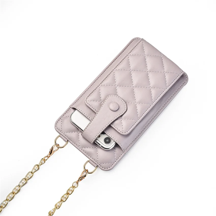 

Lozenge Phone Wallet Bag for Women 2021 New Luxury Brand Ladies Shoulder and Messenger Bag Leather Chain Bags Zipper Handbag