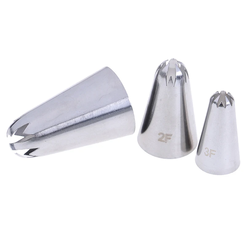 3pcs/set Cream Cake Icing Piping Russian Nozzles Pastry Tips Stainless Steel Fondant Decorating Tools Big Size | Дом и сад