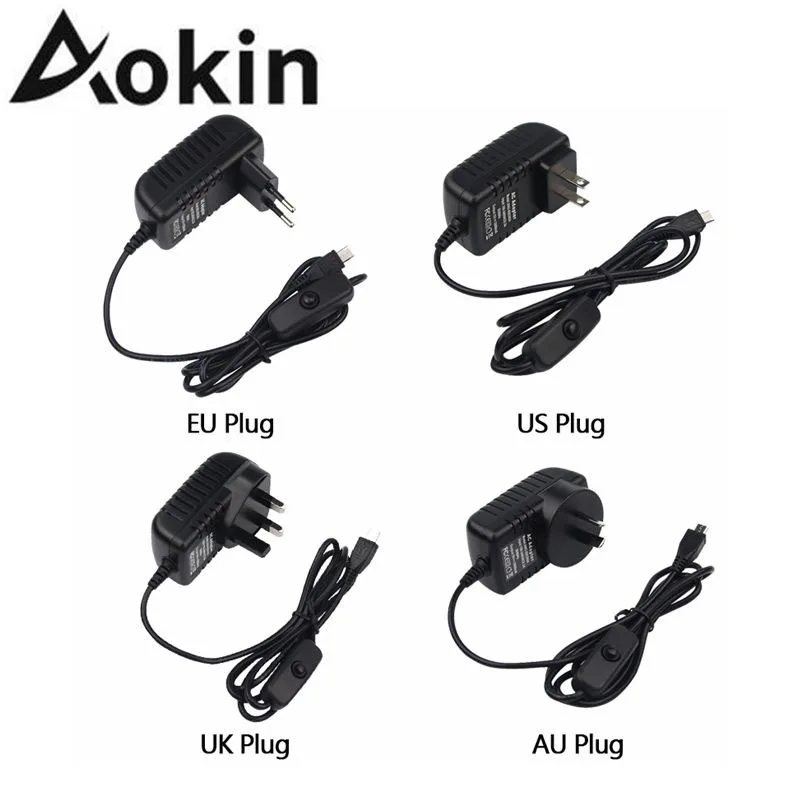 

New 5V/3A For Raspberry PI 3 model B+Plus Power Adapter ON/OFF Switch Button Power Supply Charger DC/AC Adapter PSU Power Source