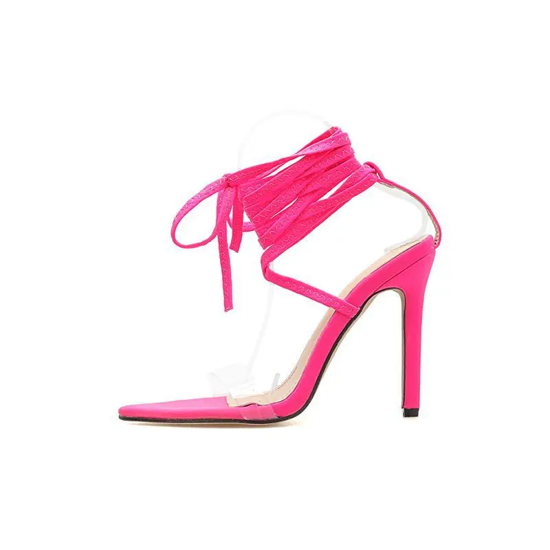 

Velvet Shoes Luxury Sandals Cross-Shoes Strappy Heels Suit Female Beige Large Size Suede Fashion Stiletto Comfort Lace Up Black