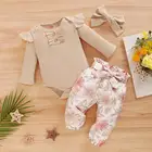 Комбинезон с длинным рукавом, для новорожденных девочек, Осень-зима, футболка с оборкой