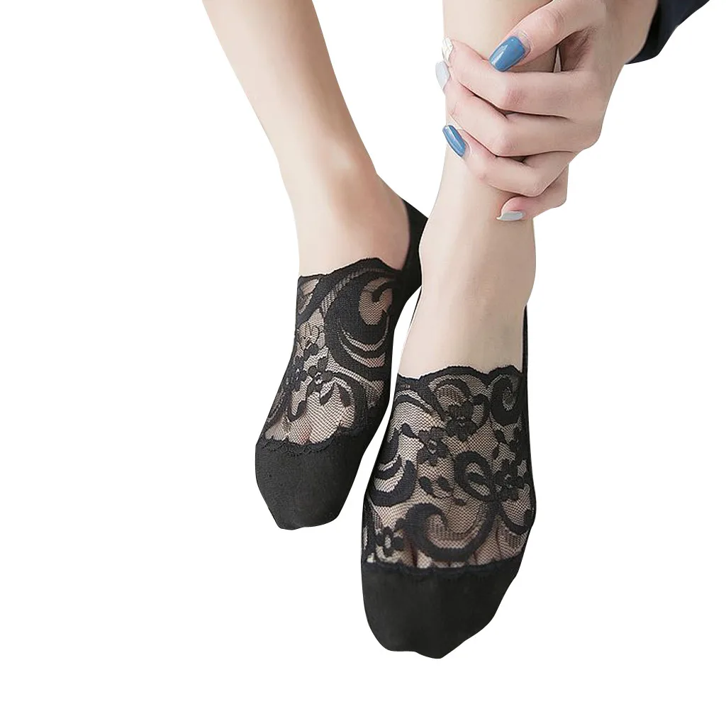 Женские носки SAGACE хлопковые нескользящие с цветочным принтом невидимые низким