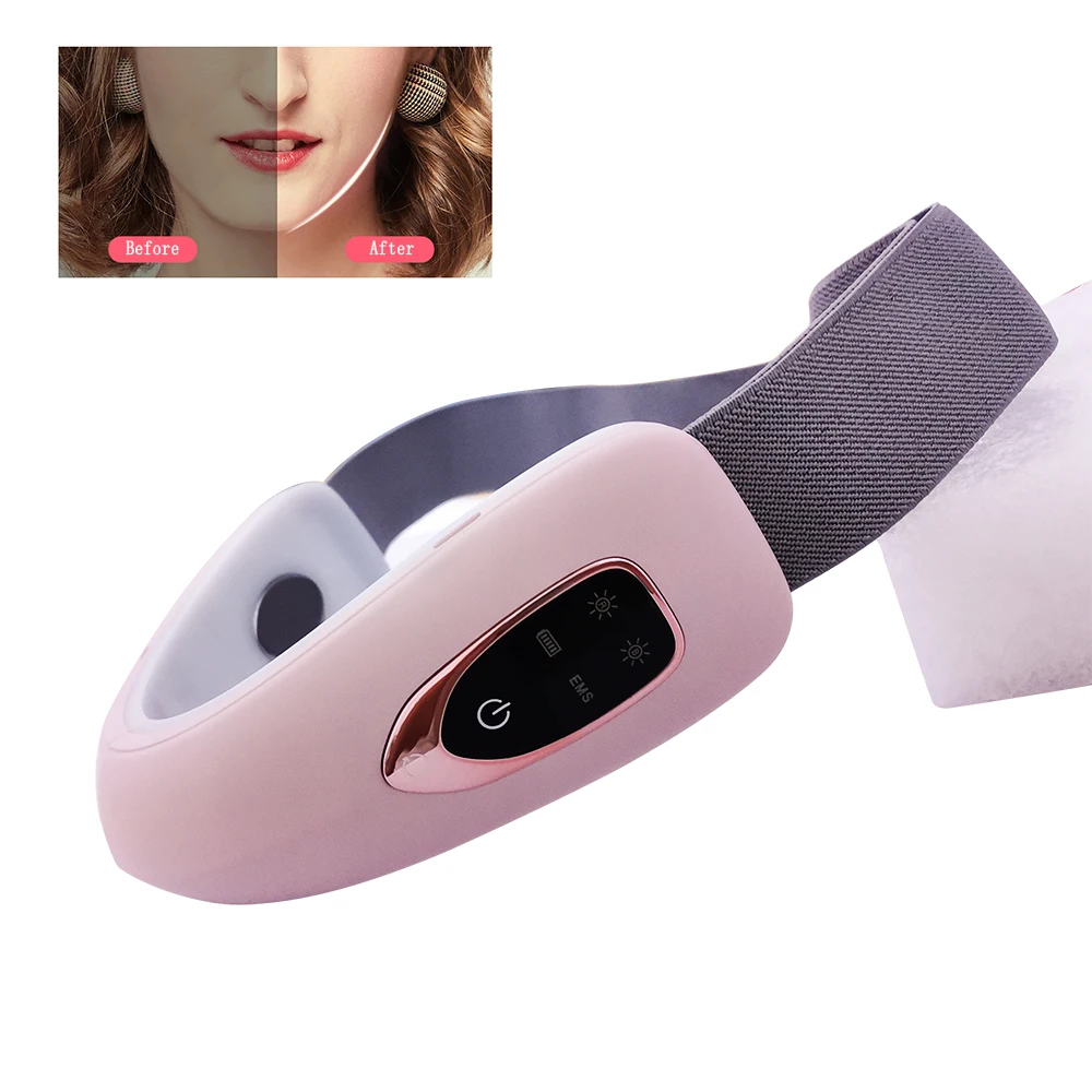 

Micro Current Electric Face Slimming Belt V Face Chin Lift Massager Rechargeable Vibration Facial Massager Light Therapy Massage