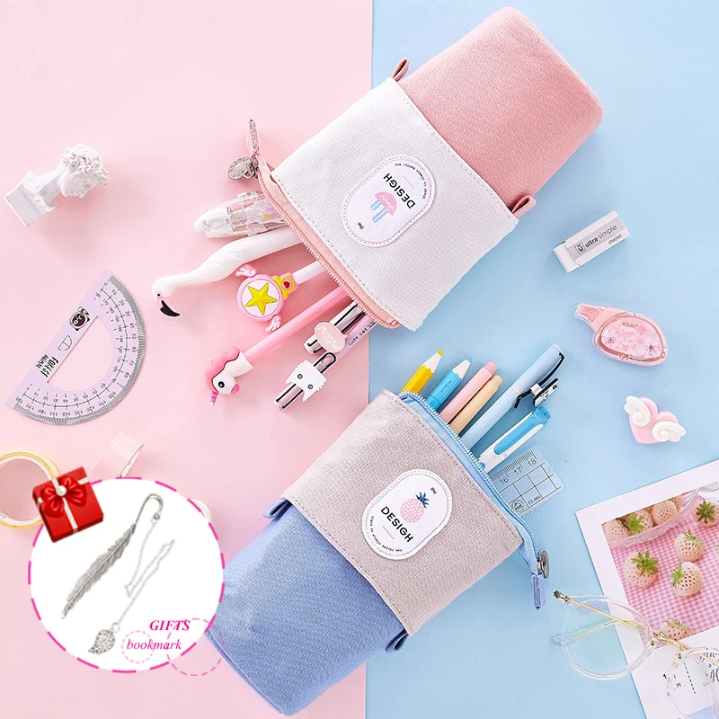 Школьные большие Чехлы Kawaii пенал для карандашей коробка девочек милый кошелек