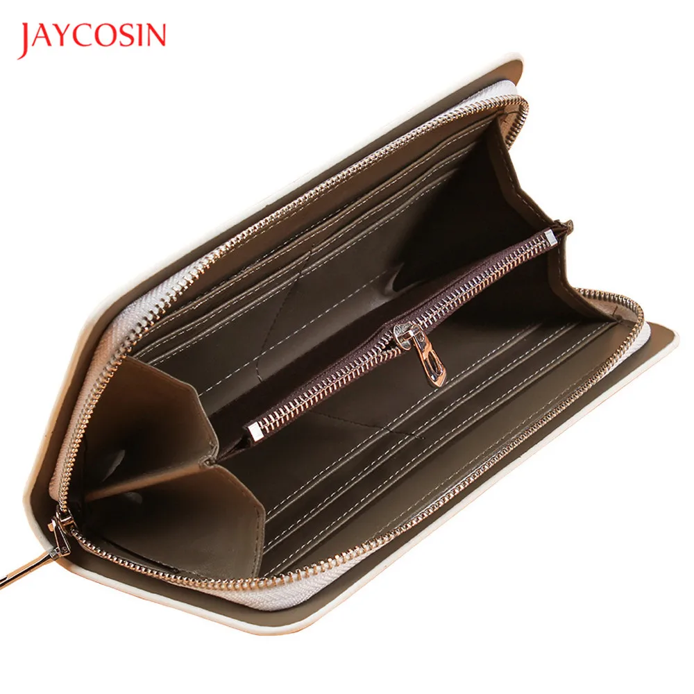 Женский кожаный кошелек Jaycosin длинный на молнии с ручкой многофункциональный |
