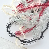 1 meterslot flower embroidery elastic wavy edges lace ribbon for diy hairwear hat clothing sewing decor gift bouquet packaing