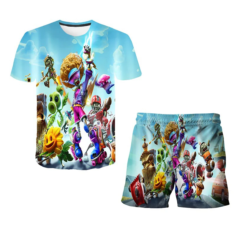

Summer hot sale children's suit 3D printing cute boy girl cartoon anime hip hop funny casual sports shorts short sleeve fashion