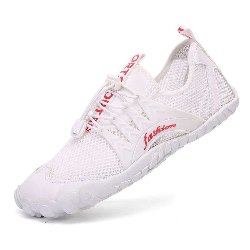 Мужские черные/белые туфли для воды летние дышащие Нескользящие с пятью носками