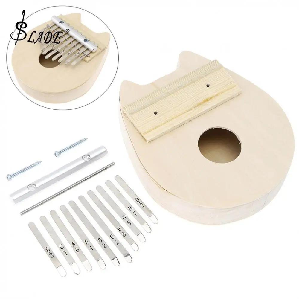 10 клавиш одноцветная в форме кошачьей формы калимба DIY Kit липа большого пальца пианино Mbira для картина ручной работы родители-ребенок акции