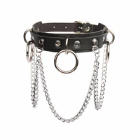 a sexy punk street shot nightclub o ring chain clavicle chain neck sleeve exaggerated pu leather neck chain necklace