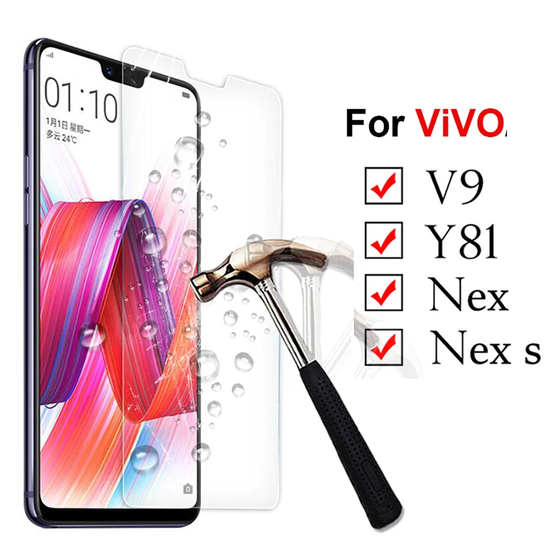 Чехол из закаленного стекла для Vivo V9 на Y81, защитный экран Nex S Nexs Glas, пленка 9v Y 81 Protect Protection on.