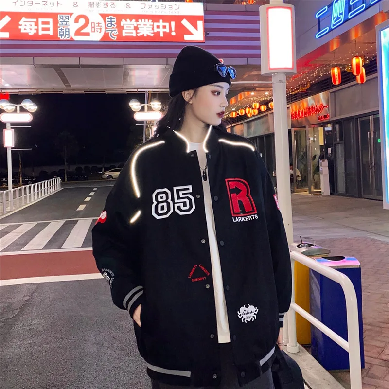 

Baseball Jacket Oversized Jacket Boho Jacket Woman Button Black Women's Spring Jacket Autumn Jackets For Women 2021 Plus Velvet