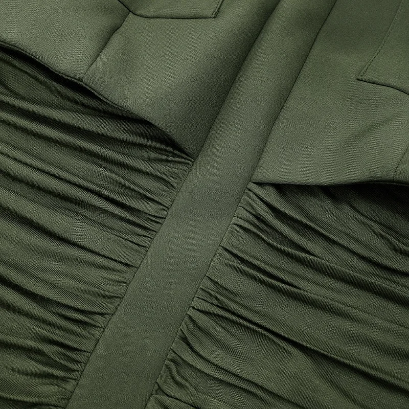 Женское платье с рюшами и длинным рукавом Новое поступление 2019 зеленое хлопковое