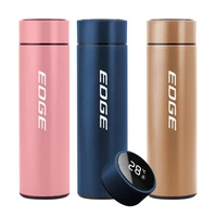 car logo vacuum flask for ford edge focus 3 mk3 mk4 500ml temperature display stainless steel insulated water bottle coffee mug
