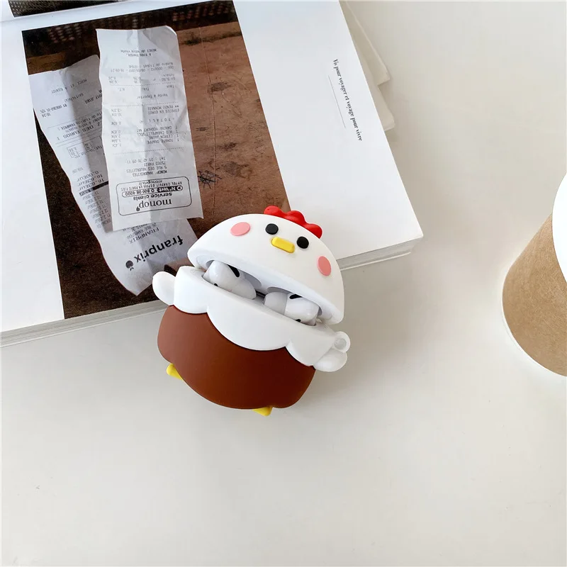 

Silicone Case for Airpods 2 Cover Bluetooth Earphone Case for Apple Airpod Pro Cute for Air Pods Pro with Keychain Cute Chick
