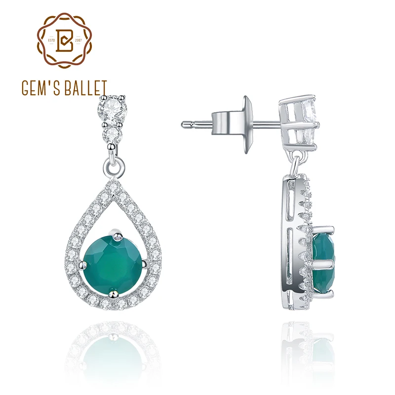 Женские Элегантные свадебные серьги GEM'S BALLET серебряные с драгоценными камнями
