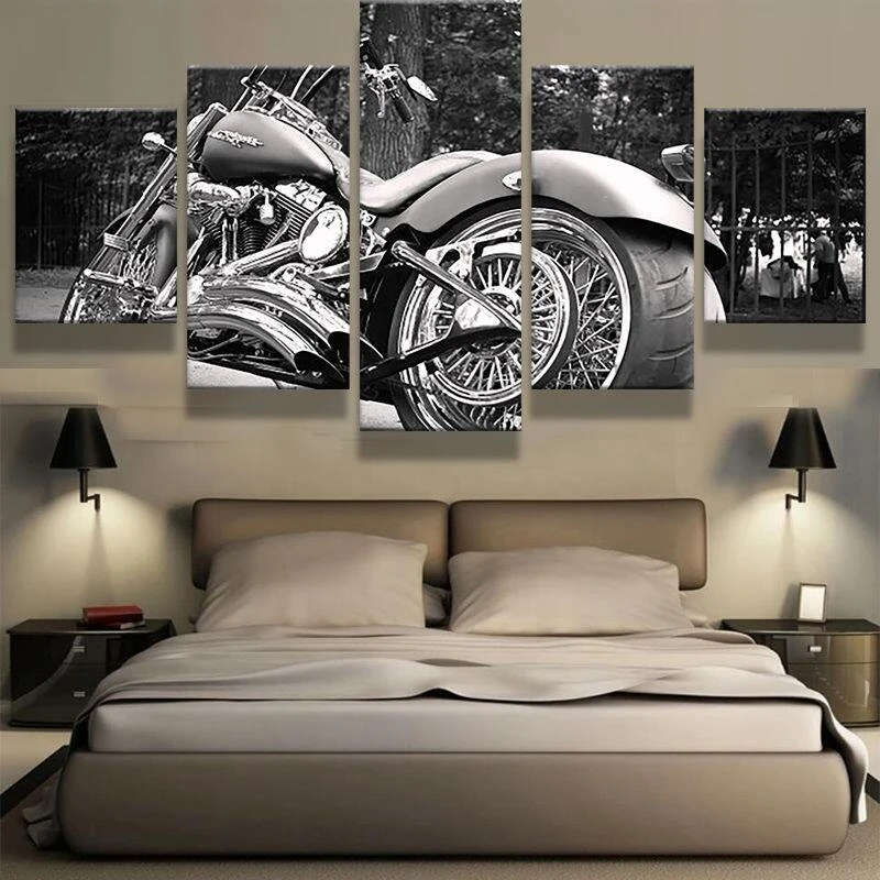 

No Framed 5Pcs Motorcycle Car Modular Cuadros Posters HD Canvas Wall Art Pictures Accessories Home Decor Living Room Paintings