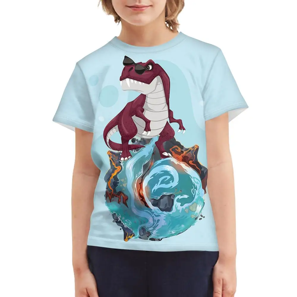 

HYCOOL Children’ Clothing Cartoon Dinosaur Print Girls Boys Tops Tees Kids T-shirt Short Sleeve Summer Tops Casual Beach Shirt