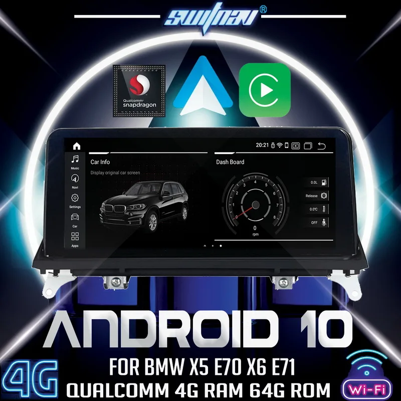 Автомобильный DVD плеер Qualcomm на Android 10 для BMW X5 E70 X6 E71 (2007 2014) оригинальная система