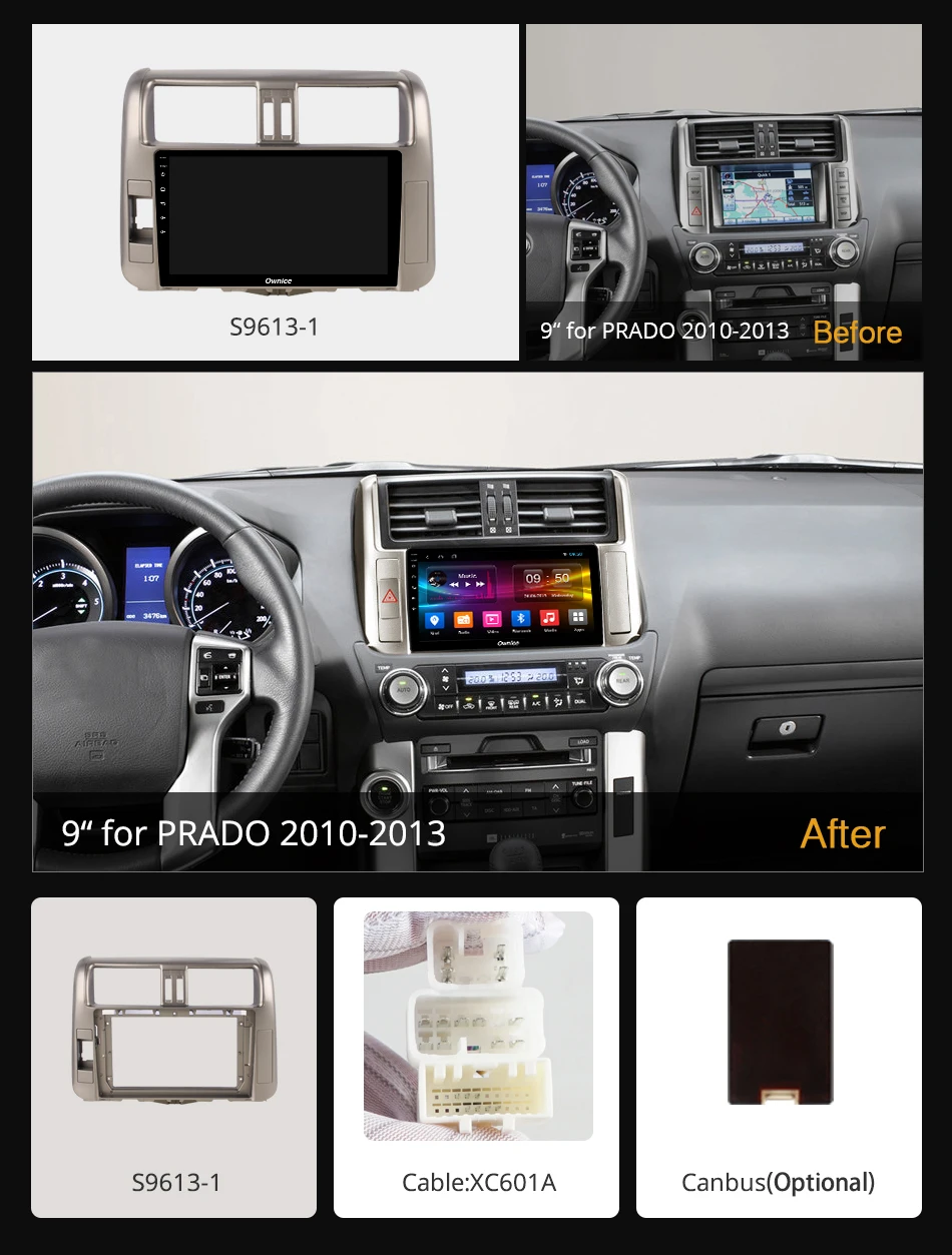 Ownice 8Core 4G DSP Android 9 0 автомобильный Радио плеер Navi для TOYOTA PRADO 2010 2011 2012 2013 2014-2016 DVD 360