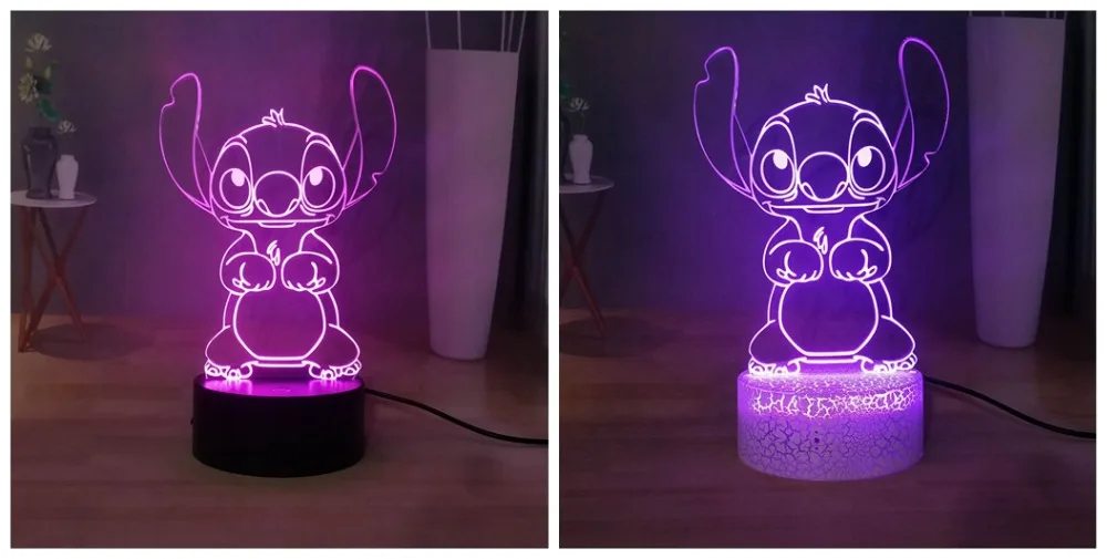 Милые Прошитые светодиодный Ночной светильник мультфильм Акриловые RGB многоцветный USB 3D Иллюзия ночной сон лампа лучший подарок на год