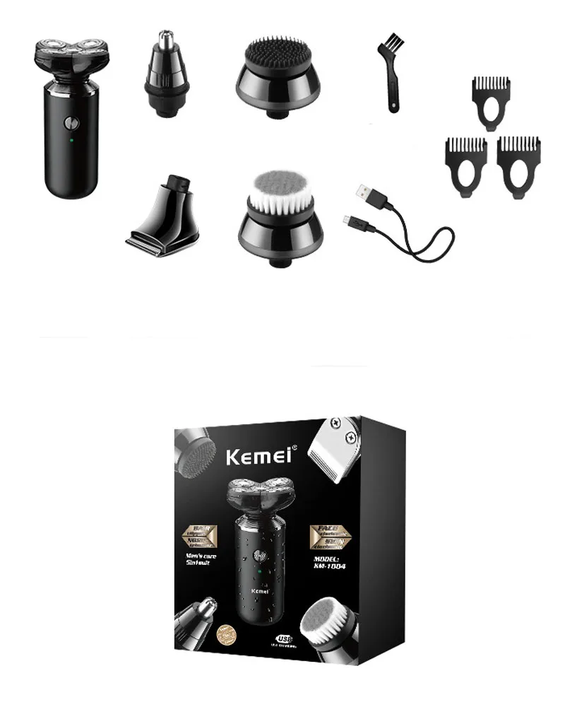 

kemei electric Shaver KM-1004 rechargeable electric men razor 5 in 1 beard trimmer nose hair trimmer facial cleanser