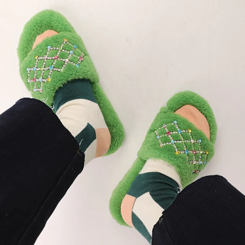 

Wool Shoes 2021 Autumn And Winter New Women's Shoes Wool Fur Slippers Flat Bottomed Half Slippers Women's Shoes