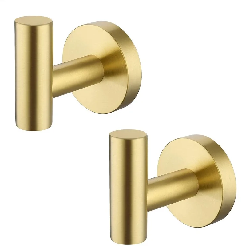 

Bathroom Bathrobe Towel Hook Suitable for Bathroom and Kitchen Without Drilling Wall Hanging Stainless Steel Brushed Brass 2 Pc