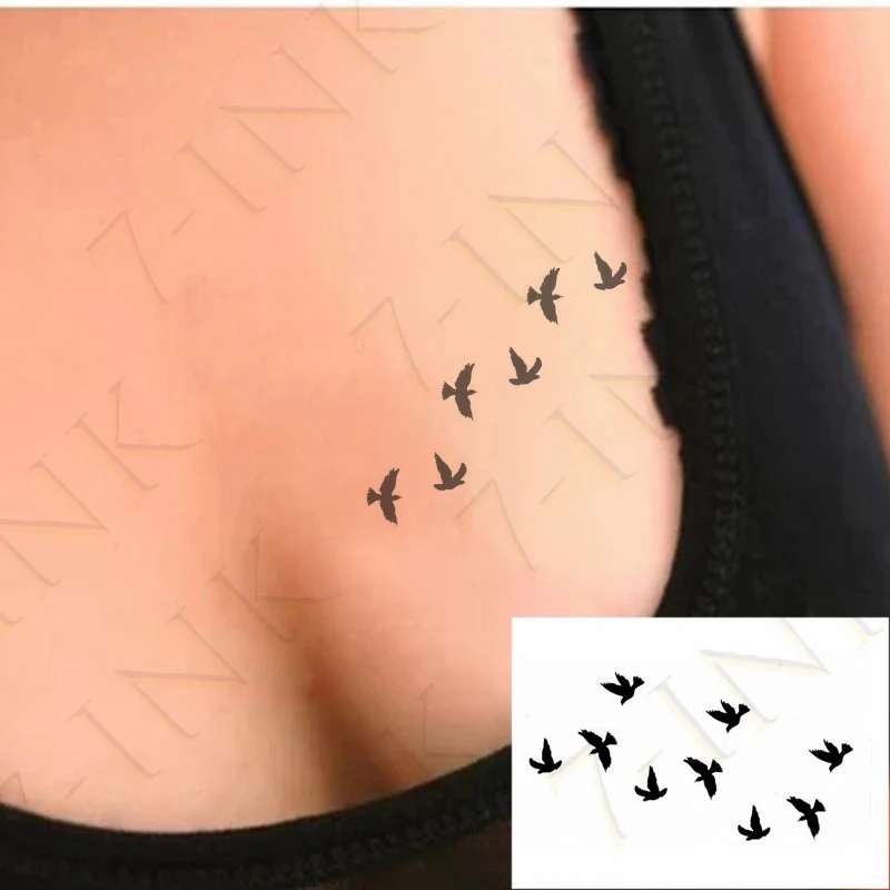 Водостойкая Временная тату наклейка черная белая голубь ласточка птица флэш
