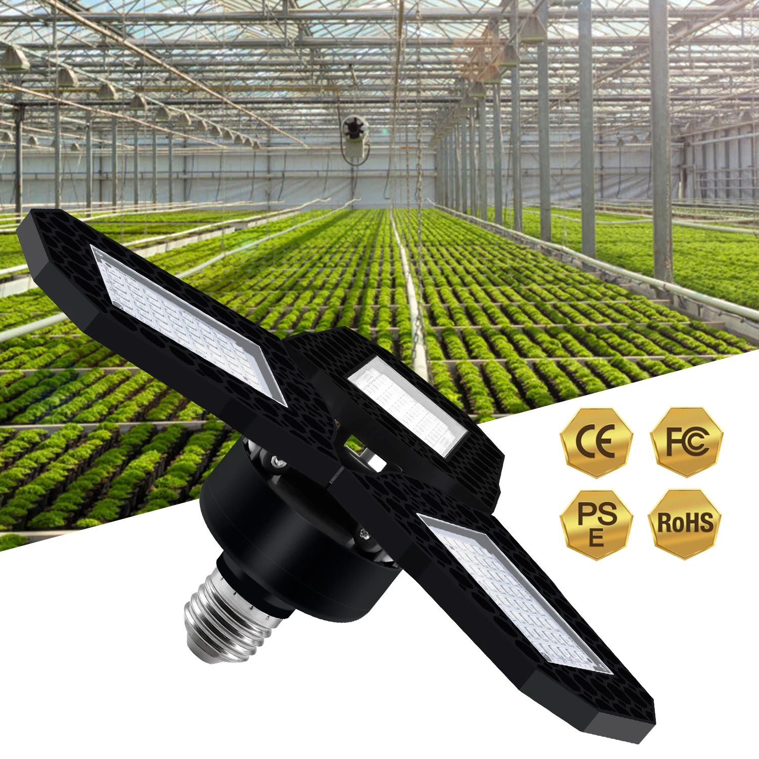 

E27 Folding LED plant growth lamp indoor red blue 60W 108LEDs spectrum meat growth lamp outdoor purple floodlight