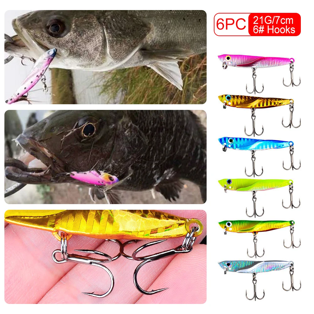 6 шт./лот металлическая Приманка VIB ярких цветов 7 см 21 г длинная блесна железная