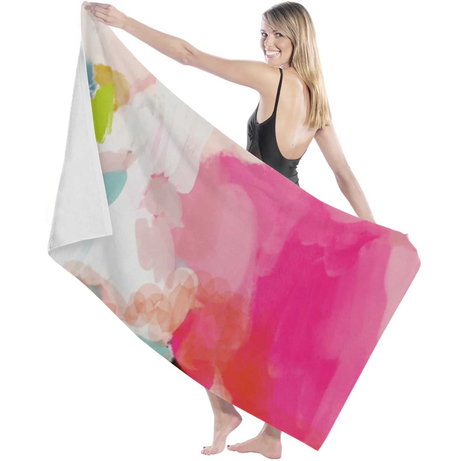 Розовое пляжное полотенце спортивное быстросохнущее из микрофибры одеяло для