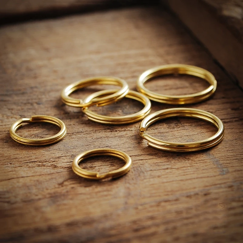 Брелок из чистой латуни ручной работы металлический медный двухслойный круглый