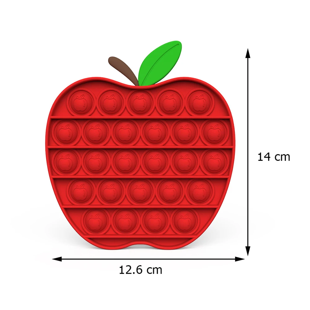 

Silicone Apple Shaped Push Bubble Reliver Stress Toy Rainbow Antistress Toys Adults Children Sensory Toys Relieve Autism