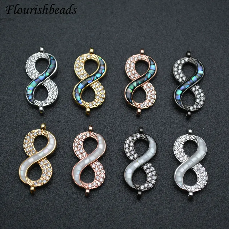 

Натуральные бусины в виде ракушек абалона, бусины с кубическим цирконием, 8 видов, бусины в форме двух соединенных элементов, подвески для бр...