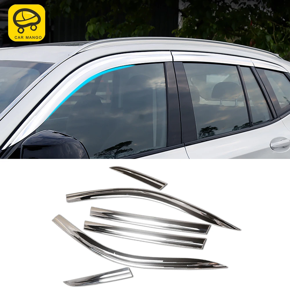 

CarManGo Car Window Sun Rain Shade Visors Shield Shelter Protector Cover Trim Chrome Accessories for BMW X3 G01 X4 G02 2018-2021