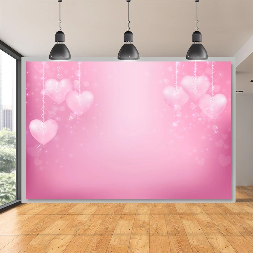 

Valentine's Day Wedding Photocall Pink Love Heart Birthday Backdrop Photography Backgrounds For Photo Studio Photocall Shoot