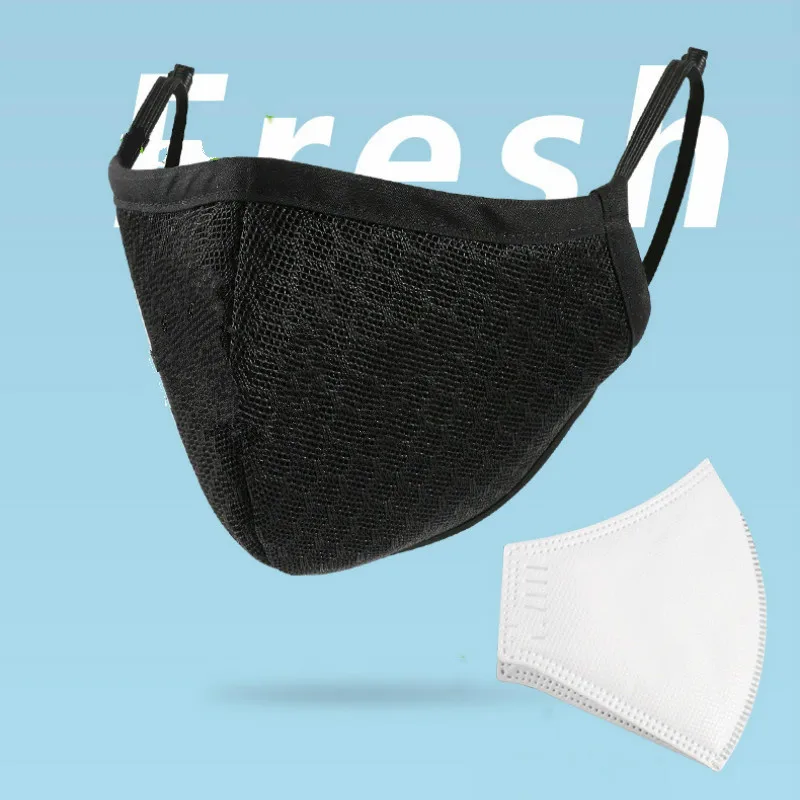 Спортивная моющаяся сетчатая хлопковая теплая маска с вставленным фильтром из