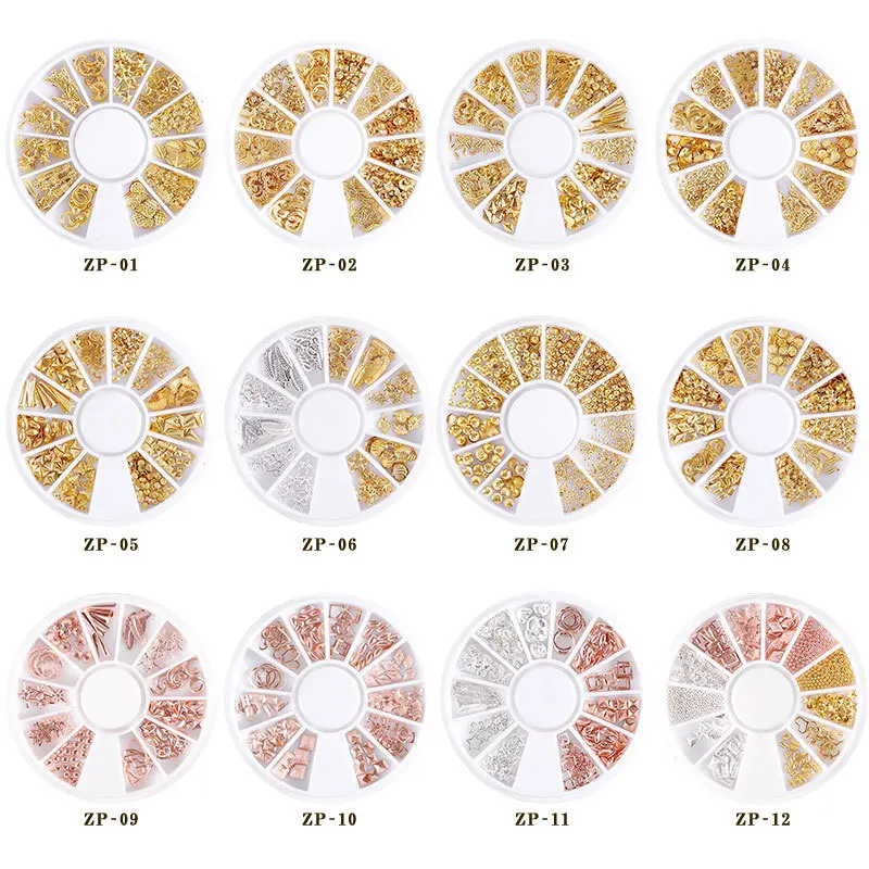 

1wheel Gold Champagne Rivet For Nail Rhinestones Alloy Hollow Star Moom Leaf Conch 5.8*5.8CM Wheel Decorations Nail Accessories