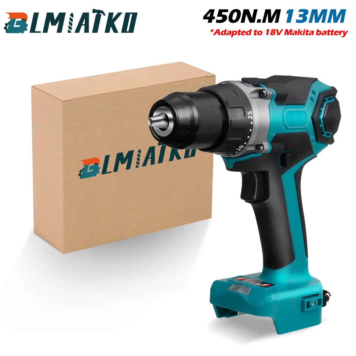 

BLMIATKO 13mm 3 in 1 Brushless Electric Impact Drill 95Nm 20+3 Torque Rechargable Screwdriver for Makita Battery Power Tool
