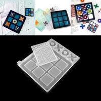 3 style tic tac toe ox chess game transparent uv epoxy resin casting mold for diy silicone crafts handmade jewelry making tools
